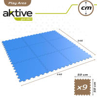 Aktive Garden - Protector de suelo 146x146 cm, 9 piezas, interior, exterior, resistente al agua, lavable a mano, goma eva, color azul, para piscinas, zonas de juego - details 5