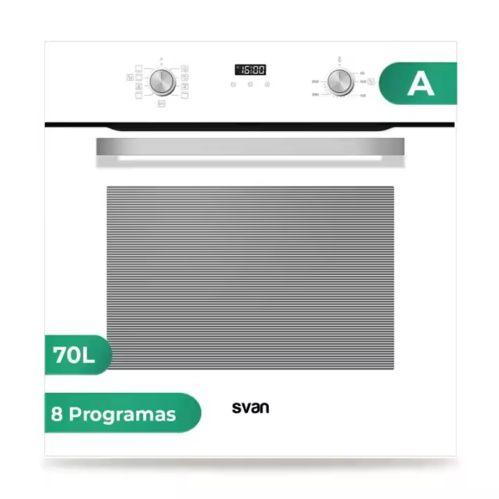 SVAN - Horno multifunción catalítico SHM8700DCB 59 cm, capacidad 70 L, clase energética A+, blanco para cocina integrada - 1