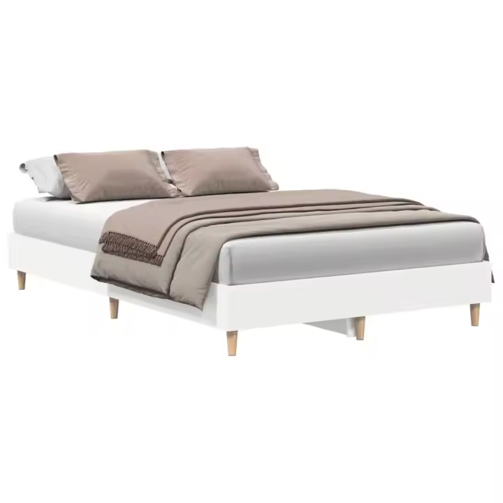 vidaXL Estructura de cama sin colchón blanca 135x190 cm madera - 1