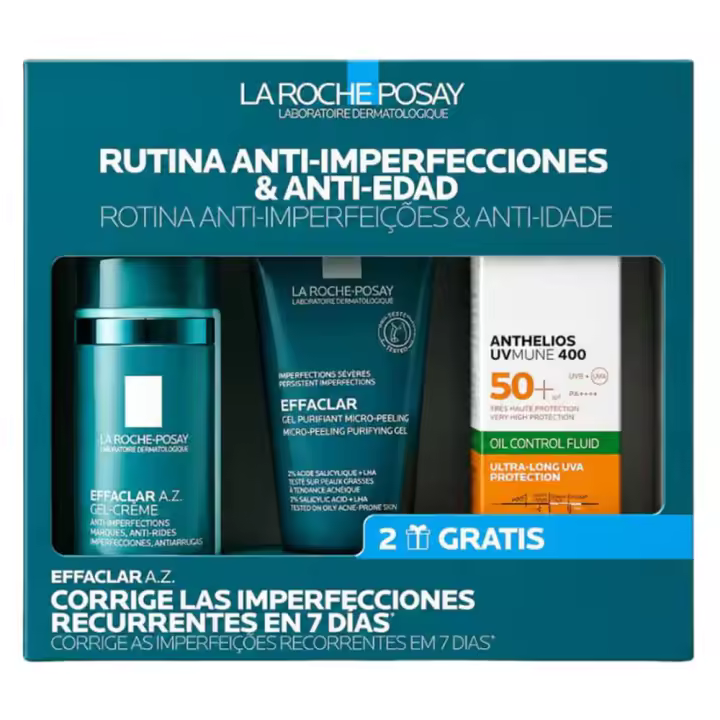 La Roche Posay Effaclar Az Gel-Crema 40 ml + Regalo Gel Purificante 50 ml y Antihelios Uvmune 400 Oíl Control 15 ml Pack - 1