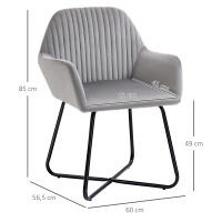 HOMCOM Butaca de Salón Sillón de Salón Tapizado en Terciopelo con Asiento Acolchado Base Metálica Cruzada Sillón Lectura para Sala de Estar Dormitorio Gris - details 2