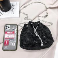 Bolso de cubo ligero y casual de negocios con decoración de rhinestones, diseño con cordón, bolso transparente con perlas falsas, bolso de noche elegante y exquisito de lujo discreto con rhinestones, perfecto para fiestas, cenas, vestidos navideños - details 3