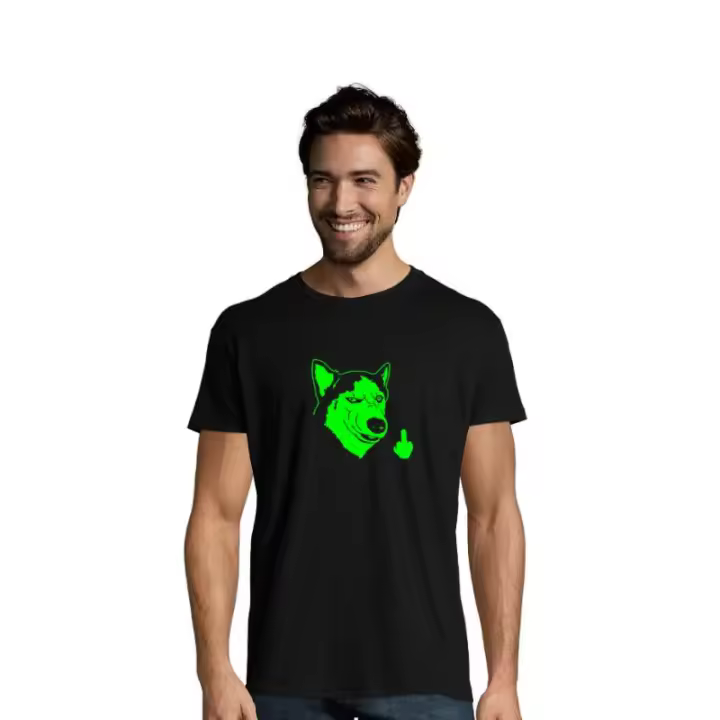 Camiseta manga corta hombre color negro perro Manu verde H. - 1