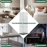 Vitrina Expositora de Cristal 3 Estantes con Iluminación LED Multicolor, Armario de Vidrio Templado con Base Negra, Diseño Moderno para Coleccionables y Decoración del Hogar - details 4