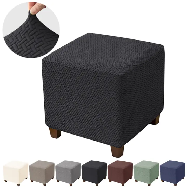 Cubierta De Taburete En Forma De T Trenzada Elástica Para Sofa Y Reposapiés Decoración Para Sala De Estar Oficina Hogar - 1