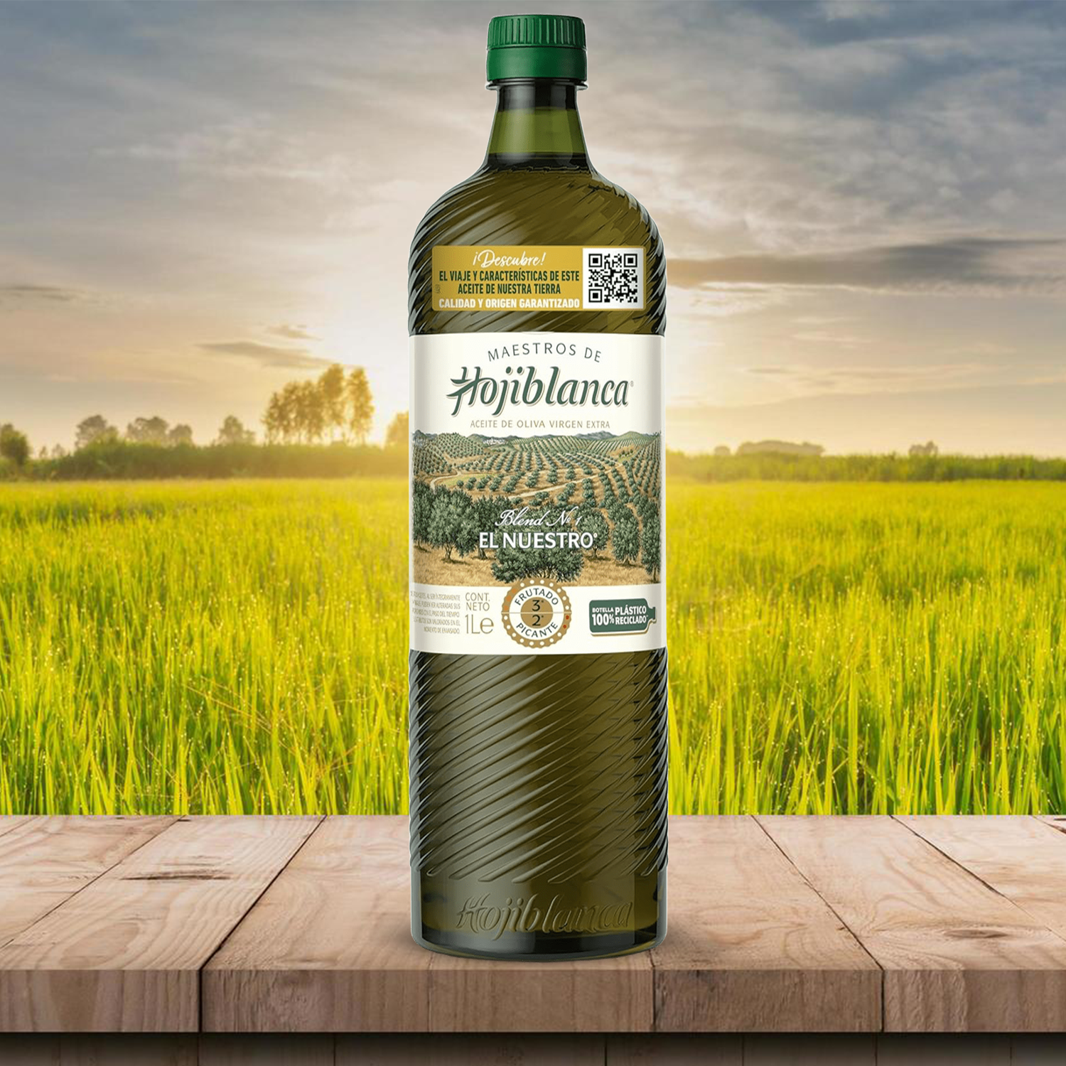 MAESTROS DE HOJIBLANCA Aceite de Oliva Virgen Extra, Botella de 1L