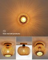 Lámpara De Techo Tejida De Bambú Retro Para Restaurante Y Sala De Estar Iluminación LED Ajustable Decorativa Fijación En Techo E27 - details 3
