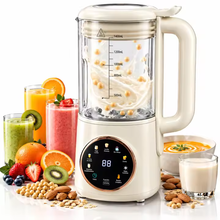 Don Feliz Batidora Licuadora Multifunción 8 en 1 1,4L, Procesador de Alimentos con 12 Cuchillas de Acero Inoxidable, Pantalla LED y Temporizador para Batidos, Smoothies, Zumos, Sopas y Leche Vegetal - 1