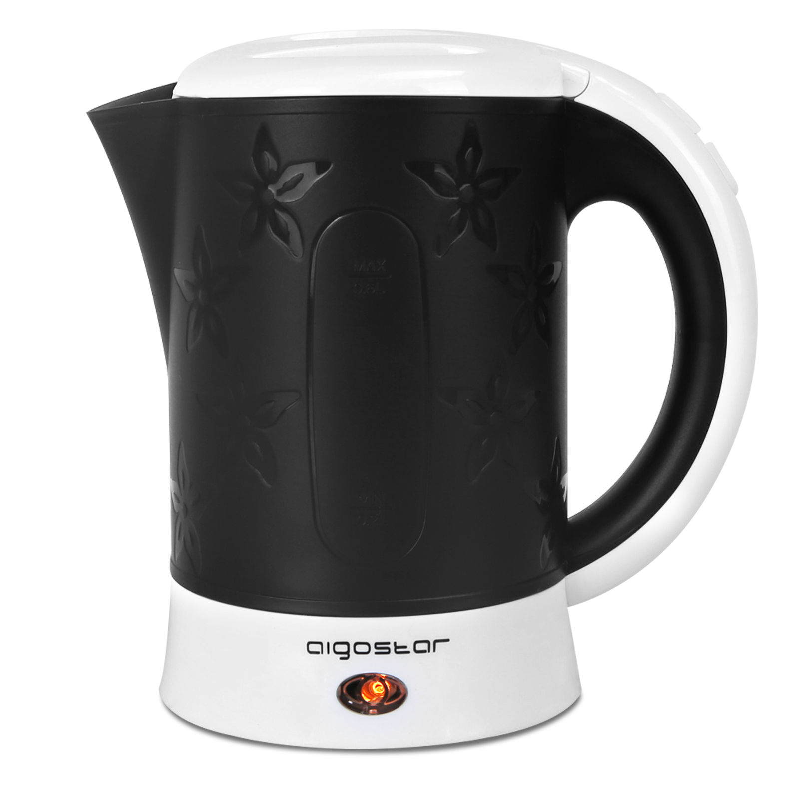 AIGOSTAR Hervidor de Agua, Apagado Automático, Protección Contra la Ebullición en Seco. Incluye Dos Tazas y Dos Cucharas. (0.6L, 650W)