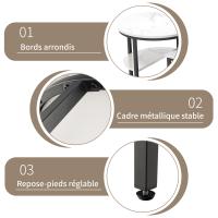 Set de Mesas de Centro Modernas Negras con Estante, Tablero Efecto Mármol Blanco, Diseño Nido 70/45 cm, Estructura Metálica con Rejilla para Salón - details 0