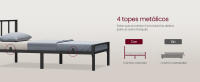 VASAGLE Cama Individual de Metal, 90 x 190 cm, con Cabecero, Montaje Rápido, Dormitorio, Negro/Blanco - details 3
