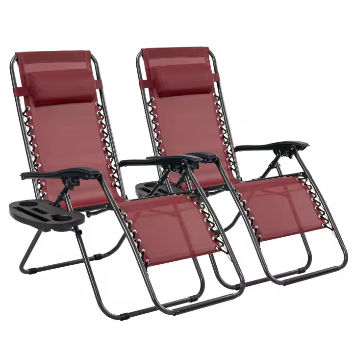 T-LoVendo Pack 2 Tumbonas o Sillas de Exterior Plegables para jardín, Playa, Piscina, terraza. Gravedad Zero 2 Unidades, Acero Ligero, Portavasos y Reposacabezas. - 1