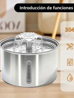 Fuente De Agua Para Mascotas De Acero Inoxidable Con Alimentador Automático Para Gatos Y Perros USB Eléctrico Silencioso Con Filtro Estilo Olla De Bebida Inteligente - details 4
