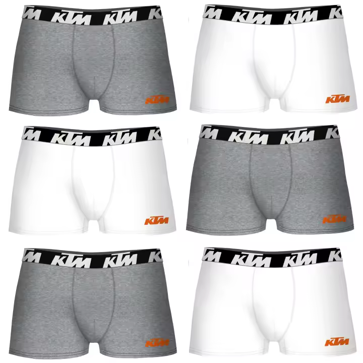 Set de 6 calzoncillos bóxer ktm blanco y gris claro - 1