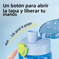 Botella De Agua Reutilizable De 18.6 Oz Con Dibujos Animados Y Correa Para Niños Bolsa De Viaje Resistente Al Desbordamiento Para Exteriores Y Escuela - details 3