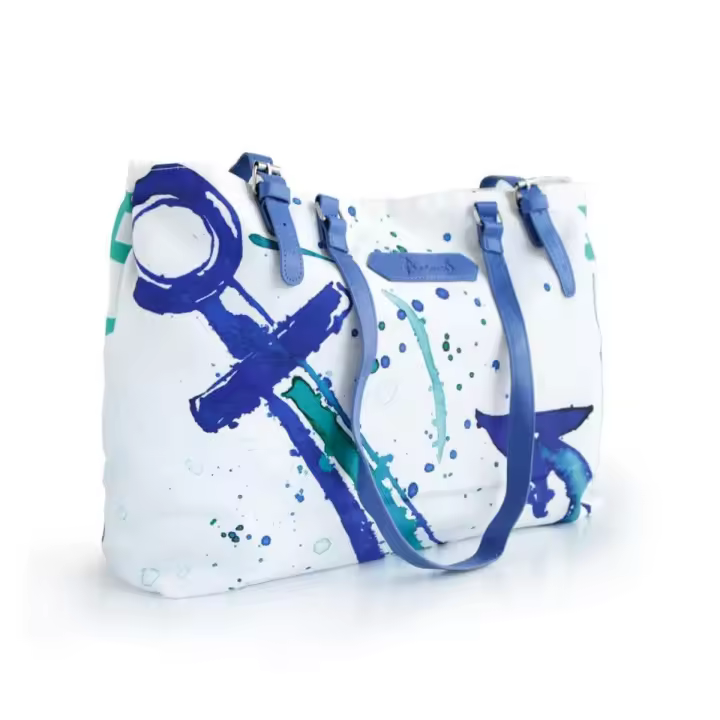 Anemoss Bolsa de playa Anchor azul blanco 50x28 cm poliéster unisex - 1