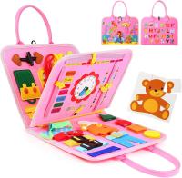 Libro Educativo Sensorial para Niños y Niñas, Juguete Montessori Portátil con Actividades Interactivas, Colores, Formas, Números, Letras y Animales, Libro Didáctico de Fieltro para Aprender Jugando, Disponible en Azul, Rosa y Verde - details 2