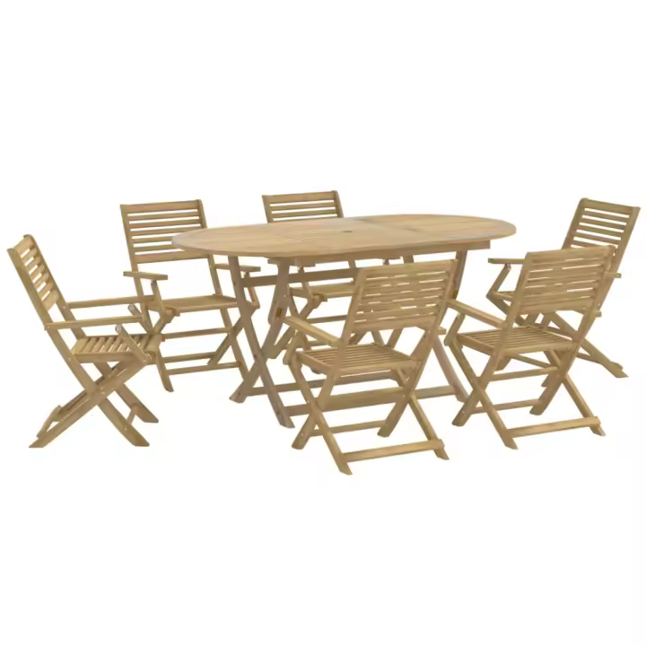 vidaXL Juego de comedor para jardín 7 piezas madera maciza acacia - 1