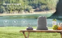 SONGMICS Hamaca, 210 x 150 cm, Hamaca Doble, Carga de 300 kg, para Jardín, Terraza, Balcón, al Aire Libre, Camping, Bolsa de Transporte, Correas de Fijación y Mosquetones, Beige/Azul/Gris - details 2