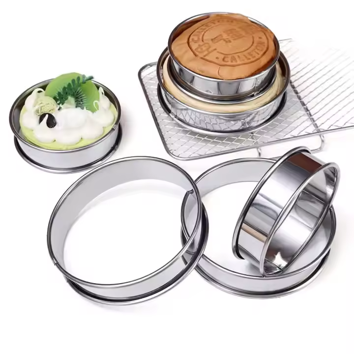 Anillo De Tarta De Muffin De Acero Inoxidable 304 Para Hacer Pasteles Y Galletas Accesorio De Cocina Doble Rollo Tamaño 8/10cm - 1