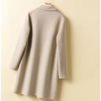 Chaqueta De Lana Blends Para Mujer Otoño Invierno Estilo Coreano Retro Elegante Color Sólido Azul Rojo Apricot Abrigo Chaqueta - details 5