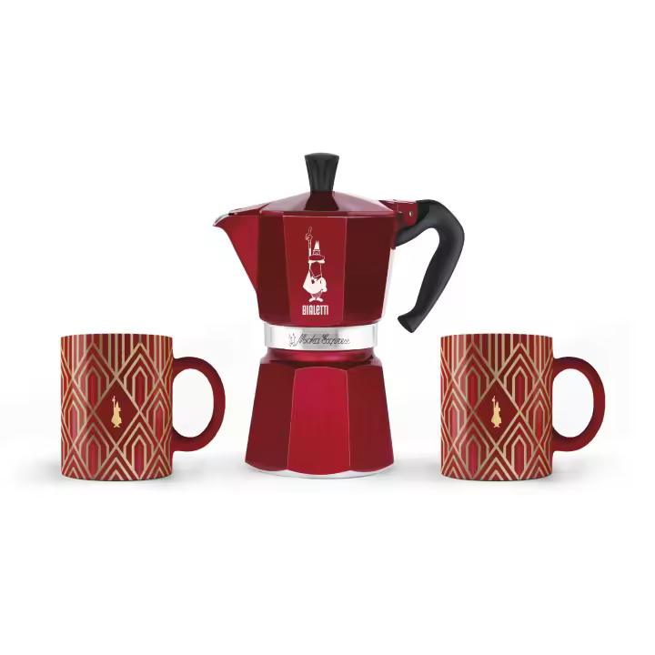 Bialetti Moka Express - Cafetera Italiana de Aluminio para Cocina de Gas o Eléctrica, 3 y 6 Tazas, Color Rojo - 1