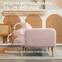 HOMCOM Sofá Cama de 2 Plazas Moderno Sofá Cama Plegable Tapizado en Lino Sintético con Respaldo Ajustable en 3 Niveles y Reposabrazos Desmontables para Salón Oficina 173x75x73 cm Azul Claro - details 2