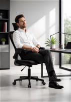 LUTODY - Silla de escritorio oficina con reposacabeza ajustable, Gaming, Respaldo red de malla transpirable, Soporte lumbar, Ergonómica con forro de nailon, Reposabrazo abatible, Rueda giratoria 360º, Pata PP, Escritorio, Para despacho centro trabajo - details 5