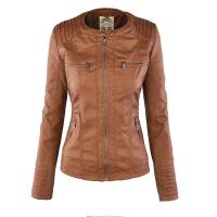 Chaqueta De Cuero Sintético Para Mujer Estilo Motociclista Con Capucha Negro Otoño-invierno Cierre De Cremallera Largo Regular - details 8