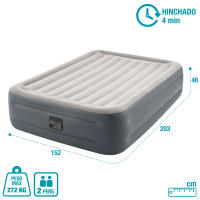INTEX - Colchón hinchable doble, Dura-Beam Essential Rest, cama queen, 152x203x46 cm, para 2 personas, máximo 272 kg, PVC laminado, cama hinchable para interior, incluye hinchador eléctrico, con bolsa de transporte - details 5