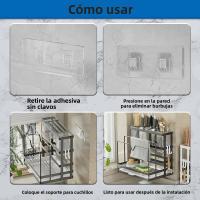 Organizador De Cocina De 5 En 1 Montado En La Pared Acero Inoxidable Resistente Hasta 20lbs Para Cuchillos Y Tablas De Cortar - details 5