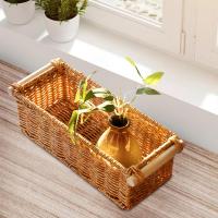 Cesta De Almacenamiento Imitación Rattan Perfume Para Organizar Rectangular Vintage Para Mesa De Café Bar Baño Cocina - details 7