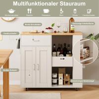 Carrito de isla de cocina Superaly blanco con ruedas con estante y cajones, encimera de cocina, isla de cocina independiente, mesa rodante, para sala de estar, muebles de comedor - details 1