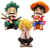 Figura De Anime 13cm One Piece Monkey D Luffy Roronoa Zoro Juguete Kawaii Q Figural Nendoroid Decoración De Coche PVC Regalo - details 0