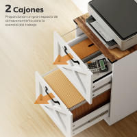 HOMCOM Cajonera Escritorio con Cajones, Cajonera de Oficina, Mueble Archivador, Soporte para Impresora, con Riel Colgante para A4 y Carta, Blanco - details 4