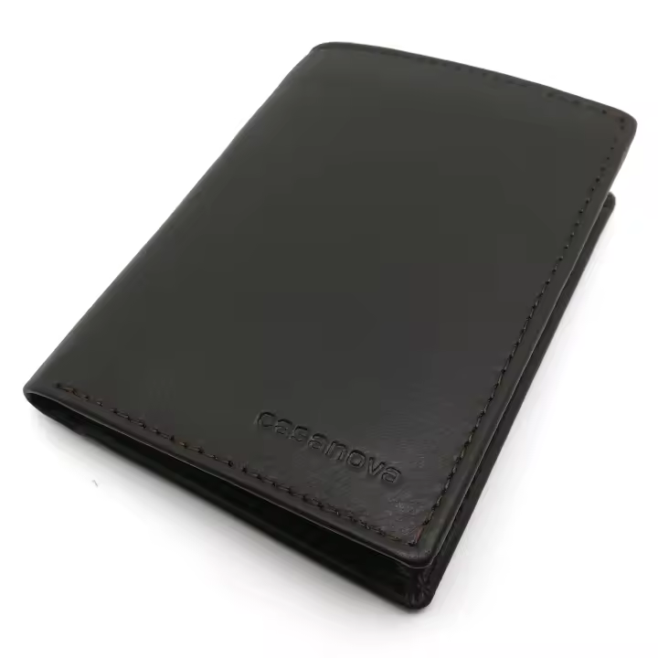 MINI Cartera para Hombre SIN Monedero de Cuero, Piel Ubrique, Billetero Tarjetero Horizontal, Hecho a Mano, Protección RFID, Mod. 58 - 1