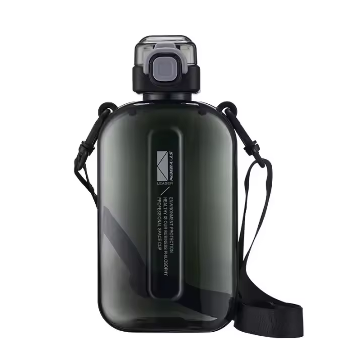 Botella De Agua Deportiva De Viaje Transparente Y Plana De 750ML Con Correa Ajustable Diseño Elegante Y Delgado Para Camping Y Deportes - 1