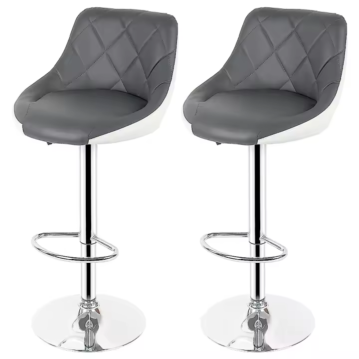 Aqrau - Taburete de Bar con Respaldo Cromado, Ajuste de Altura - 1