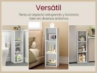 VASAGLE Librería, Estantería de 3 Niveles, Compartimentos Abiertos, 24 x 30 x 94,8 cm, para Sala de Estar, Estudio, Dormitorio, Blanco Nube - details 2