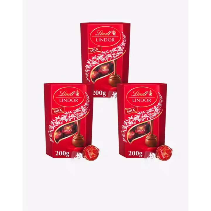 Lindt LINDOR Cornet chocolate con leche surtido 600 grs - Pack de 3 - 1