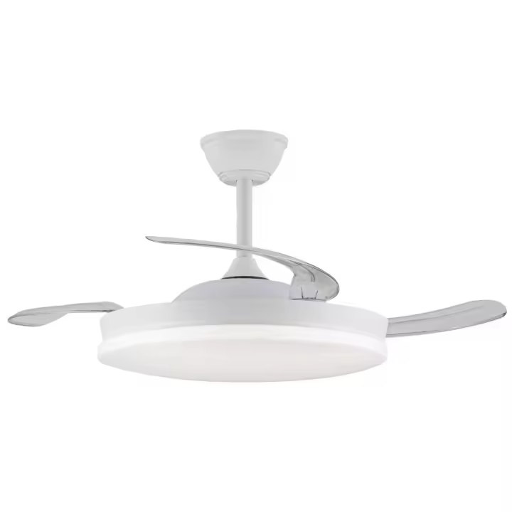 NARVI Ventilador de techo Blanco, Palas retráctiles,Motor DC, Luz LED Regulable y Memoria. Mando a distancia. REF RONDA 1661 WH - 1