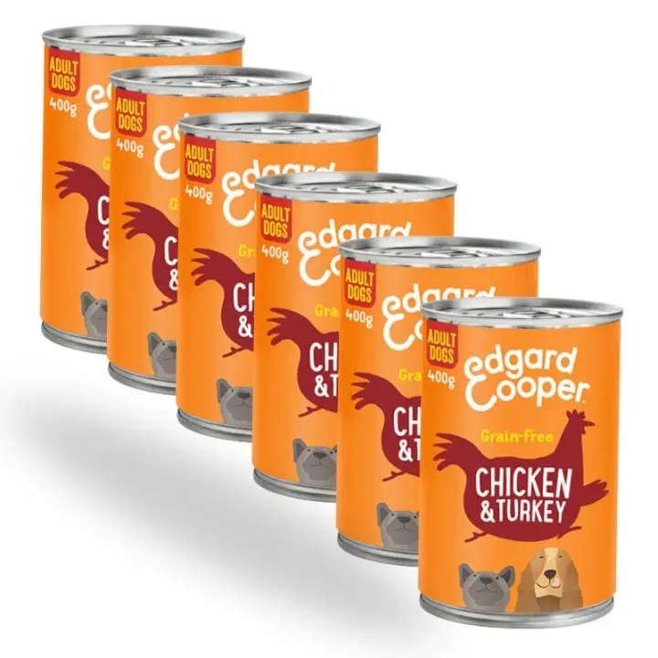 Comida humeda EDGARD & COOPER para perros ADULT Pollo y Pavo 6 x 400 gr - 1