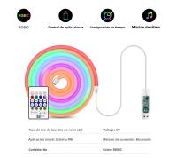 Tira De LED Neón Bluetooth USB 5M/16.4FT WS2812B RGBIC DC5V Con Efecto De Persecución Para Decoración De Pared Y Habitación - details 1