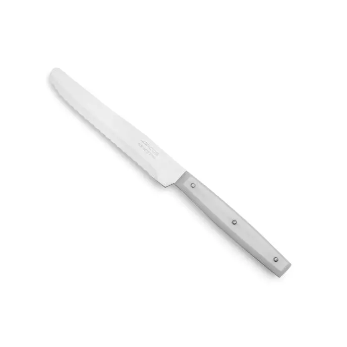 Arcos Cuchillo de Mesa Acero Inoxidable NITRUM 115 mm - Mayor Durabilidad y Corte Preciso - Mango Nylon Blanco - Serie Mesa - 1