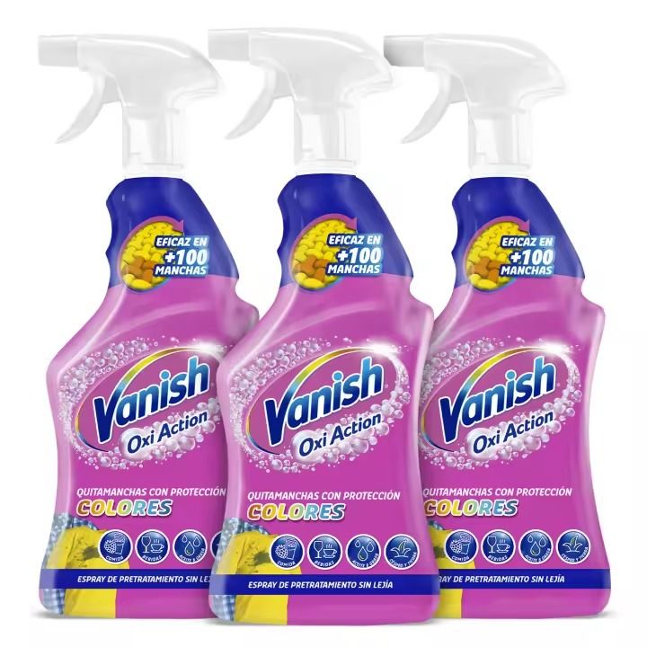Vanish Quitamanchas del día a día para la ropa 4 en 1, spray pretratante - 3x750ml