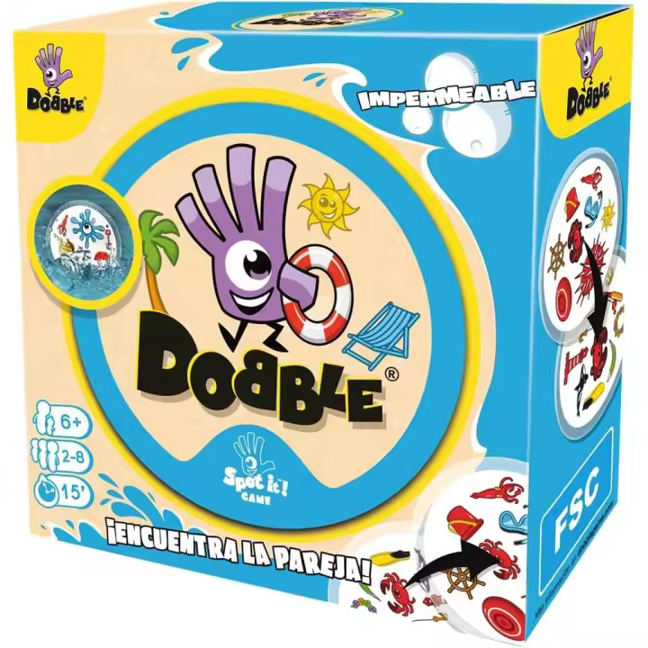 Zygomatic | Dobble Impermeable | Juego de Mesa Divertido para Adultos y Niños | Juega en la Piscina y Playa | A Partir de 7 Años | De 2 a 8 Jugadores | 15 Minutos por Partida | En Español y Portugués - 1