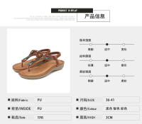 CA Sandalias de tacón de cuña huecas de gran tamaño 2025 con diamantes de imitación, zapatos bohemios cómodos para mujer, verano 363- - details 3