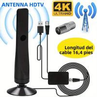 Antena De Televisión Interior 4K 1080P Con Amplificador Inteligente Mejora La Recepción De Señal Adaptador De Corriente AC Para Hogar - details 0