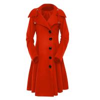 Chaqueta Trench Gothica Larga Y Ajustada Con Cuello Asimétrico Y Botones Elegante Y2k Streetwear Para Mujer Vintage - details 3