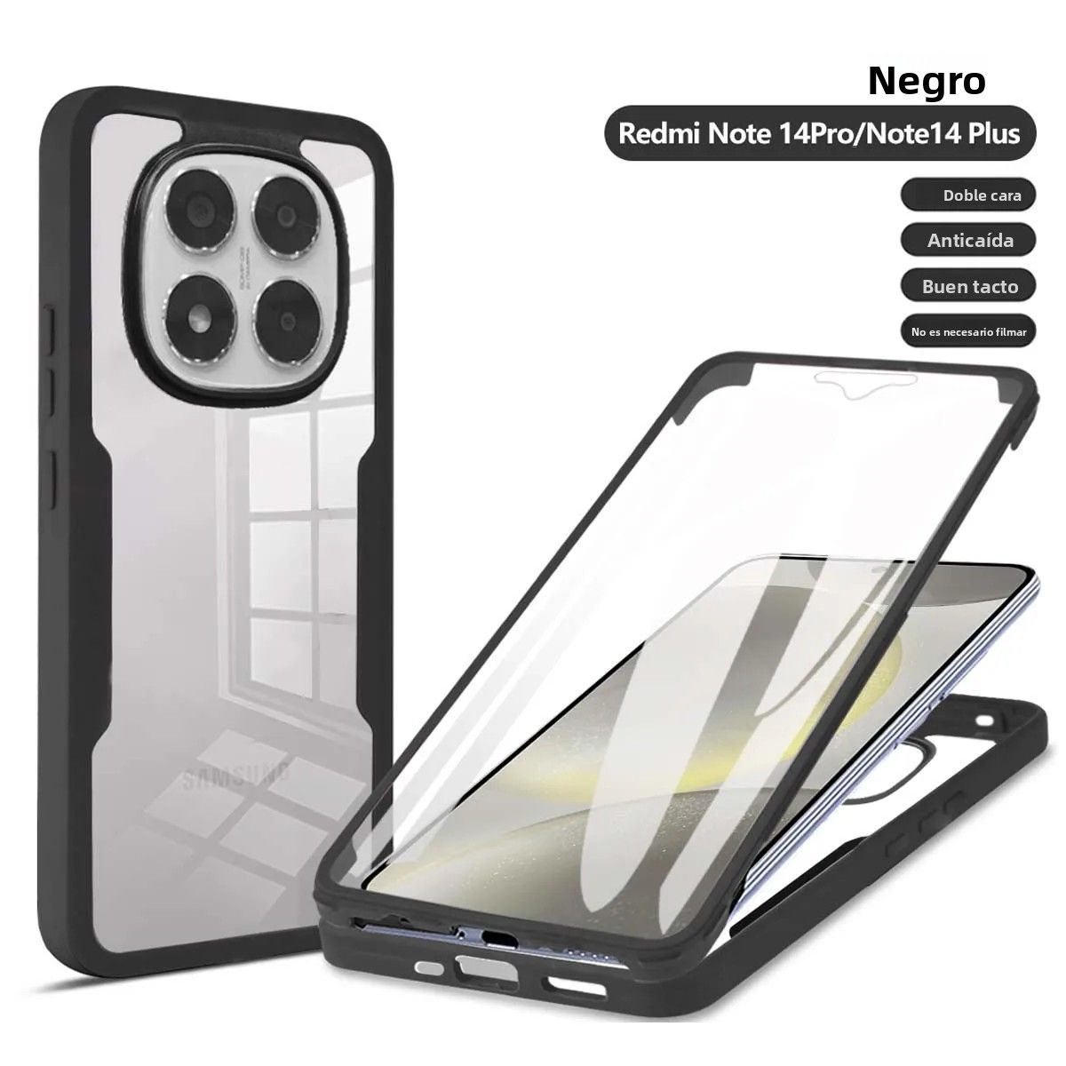 Funda De Teléfono Transparente Para Redmi Note 14 pro plus 360 Grados Protegida Antigolpes Y Anticasquillaje Material Plástico